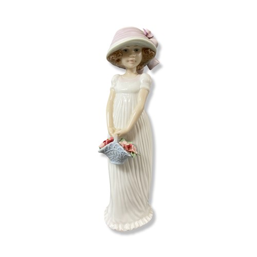 169 - Lladro 8022 Little Lady, comes in box, missing one leaf