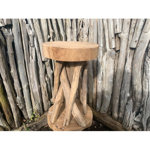 12 - SOLID TEAK DRIFTWOOD STOOL