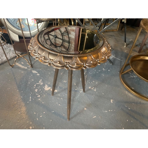 190 - NEW BOXED EXCEPTIONAL SHELL SIDE TABLE IN A BRASS FINISH (APPROX 55CM)