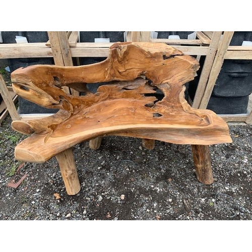 27 - LARGE HEAVY POLISHED DRIFTWOOD BENCH