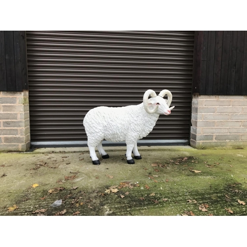 71 - NEW CRATED RESIN LIFESIZE RAM GARDEN STATUE