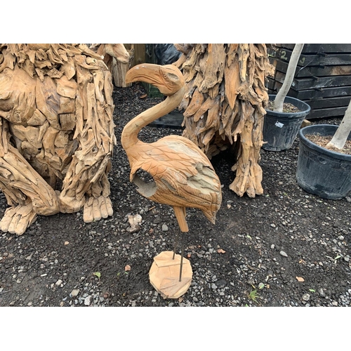 72 - LARGE HAND-MADE DRIFTWOOD FLAMINGO