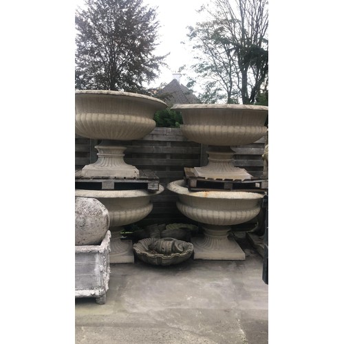 63 - CAST STONE PROVINCIAL STYLE HUGE GARDEN URN SPANNING 150CM