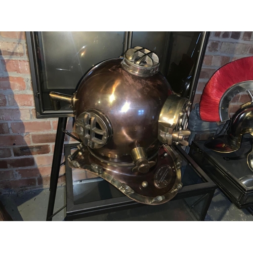 108 - LARGE BRASS AND COPPER DIVERS HELMET