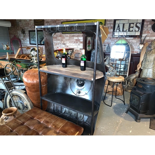 122 - METAL TUK TUK INDONESIAN HOME BAR WITH GLASS RACKS AND SHELVES