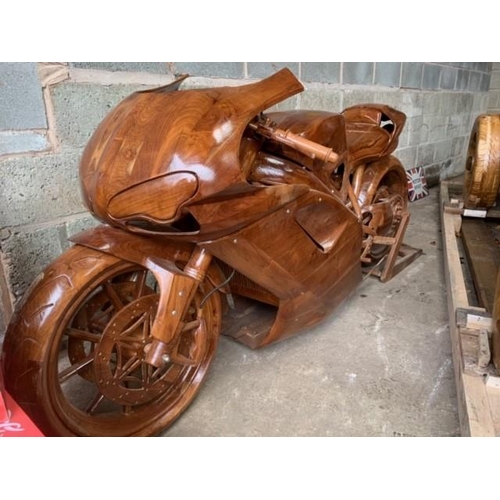 146 - DUCATTI PANIGALE RACING BIKE LIFESIZE MODEL IN TEAK, SHEER QUALITY, HIGHLY DETAILED & FINISHED SHOWP... 