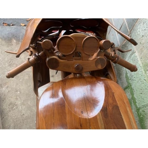 146 - DUCATTI PANIGALE RACING BIKE LIFESIZE MODEL IN TEAK, SHEER QUALITY, HIGHLY DETAILED & FINISHED SHOWP... 