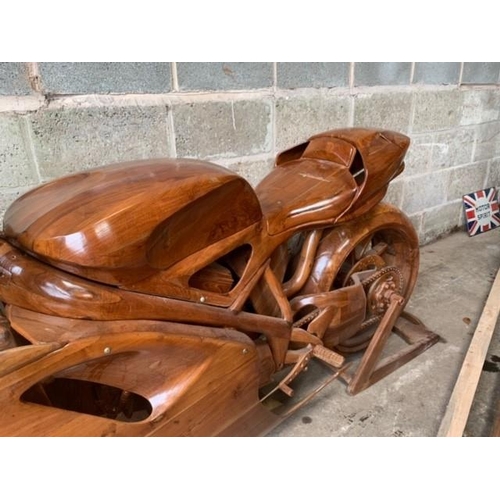 146 - DUCATTI PANIGALE RACING BIKE LIFESIZE MODEL IN TEAK, SHEER QUALITY, HIGHLY DETAILED & FINISHED SHOWP... 