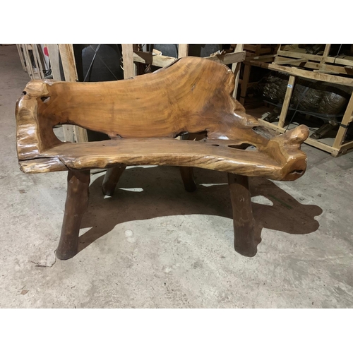 28 - HEAVY SOLID TEAK UNIQUE DRIFTWOOD BENCH