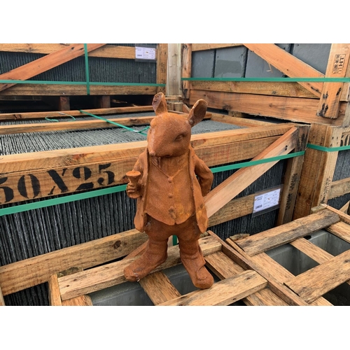 39 - CAST IRON RUSTY PETER RABBIT STATUE