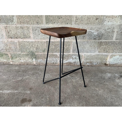 45 - NEW PACKAGED INDUSTRIAL STYLE BAR STOOL ON METAL LEGS