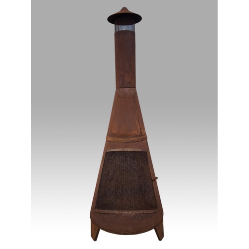 4 - HUGE 175CM HIGH IRON FIREPIT CHIMENIA WITH CHIMNEY