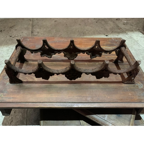 10 - OLD RUSTY CAST IRON WINE RACK