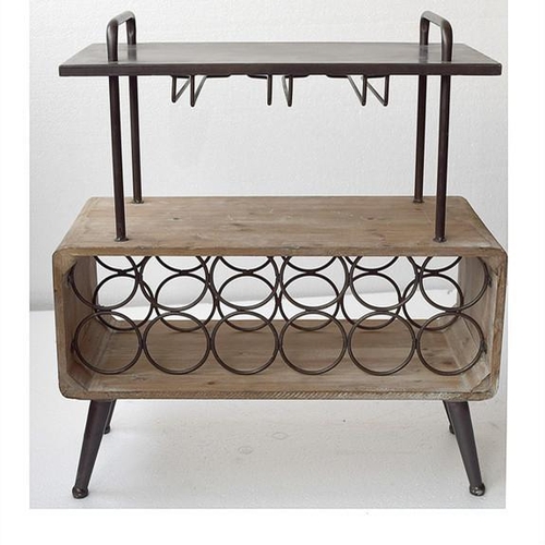 148 - NEW BOXED INDUSTRIAL STYLE WINE RACK AND GLASS HOLDER SIDE TABLE (APPROX 65CM)