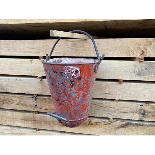 35 - ANTIQUE ORIGINAL FIRE BUCKET ON STAND