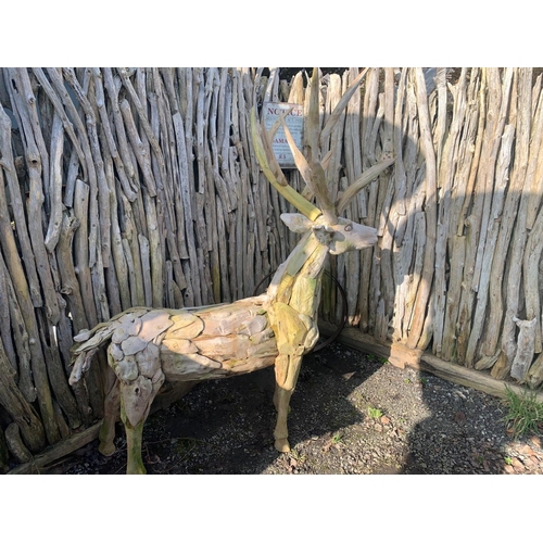 45 - HUGE WOOD HEAVY DRIFTWOOD STAG STANDING