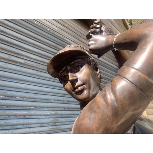 1 - 2M TALL HUGE CAST BRONZE GOLFER IN MOTION WITH CALLAWAY CAST BRONZE GOLF CLUB
