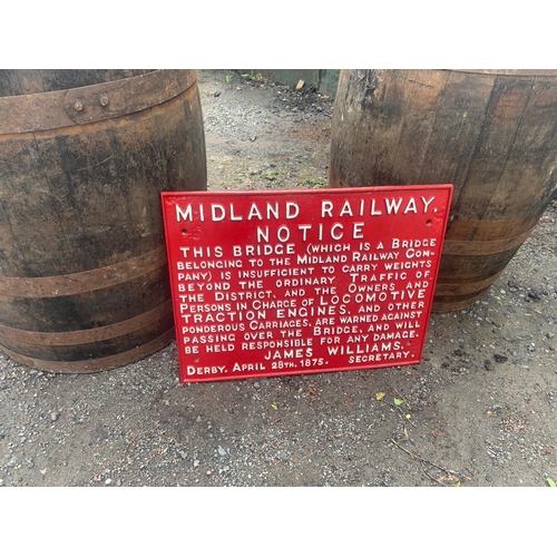 256 - LARGE CAST IRON MIDLAND RAILWAY NOTICE SIGN