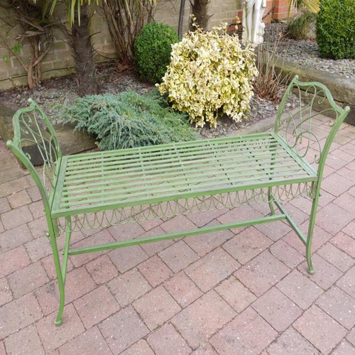 3 - RUSTIC GREEN METAL GARDEN BENCH