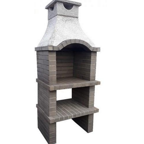 47 - CONTEMPORARY NEW/ PALLET AND BANDED GREY  outdoor Brick BBQ and chimney with PROFESSIONAL GALV FIRE ... 