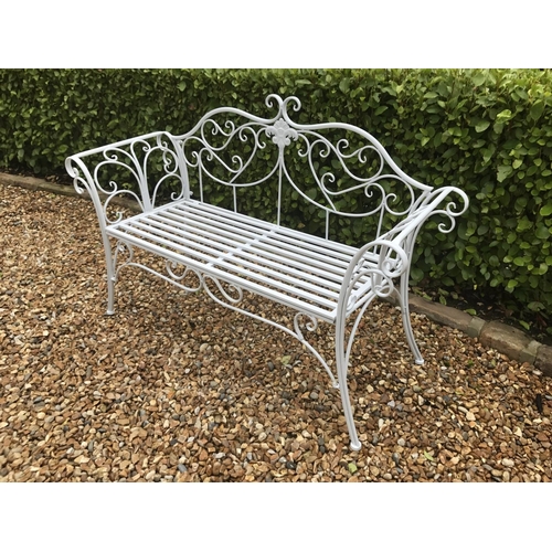 52 - NEW BOXED ORNATE IRON WHITE BENCH