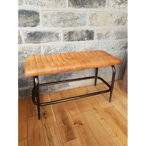 54 - NEW BOXED LARGE TAN BENCH ON METAL LEGS