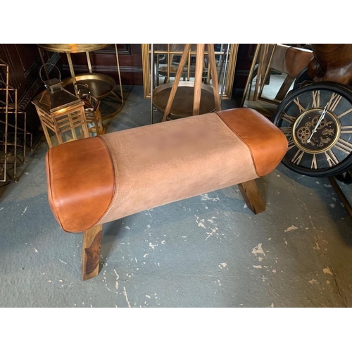 59 - NEW BOXED LEATHER AND CANVAS POMMEL HORSE