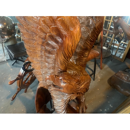 6 - HUGE 1.3M TALL HAND CARVED WOODEN EAGLE FIGURE