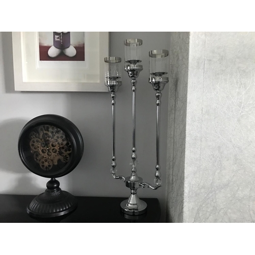 81 - BOXED NEW LARGE CANDLEBRA IN CHROME