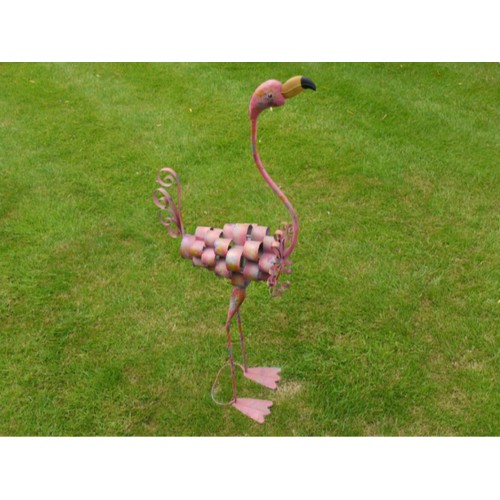 158 - HUGE 1.1M TALL METAL FLAMINGO