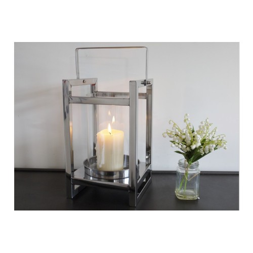 175 - NEW 45CM TALL STAINLESS STEEL CONTEMPORARY CANDLE BOX