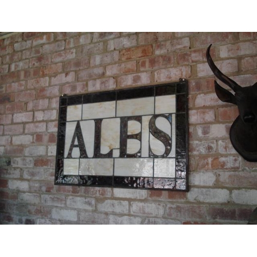 119 - STAINED GLASS LARGE 'ALES' SIGN