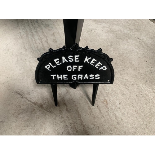 15 - CAST IRON 'PLEASE KEEP OFF THE GRASS' SIGN