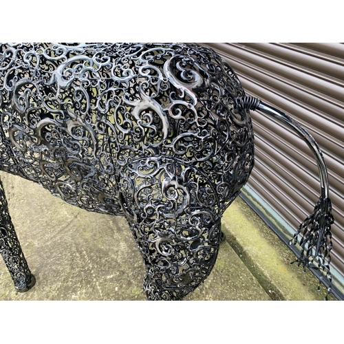 2 - HUGE FABRICATED METAL POLISHED 2M LONG BULL FIGURE