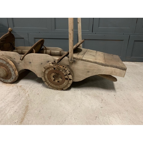 11 - ANTIQUE WOODEN INDIAN CHILDS GO CART