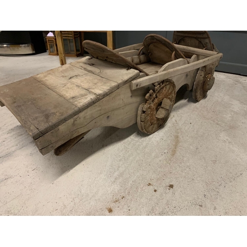 11 - ANTIQUE WOODEN INDIAN CHILDS GO CART