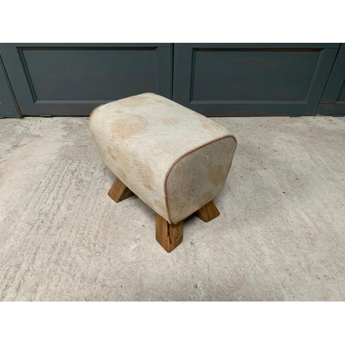 161 - BOXED NEW COW HIDE WHITE POMMEL HORSE