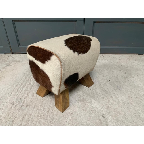 164 - BOXED NEW COW HIDE BROWN POMMEL HORSE