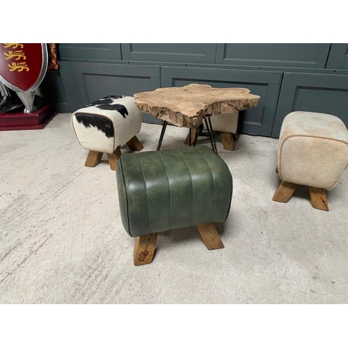 165 - BOXED NEW GREEN LEATHER SMALL POMMEL HORSE