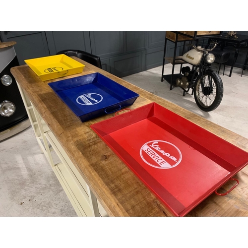 17 - LARGE METAL VESPA SERVING TRAY IN RED (APPROX 53CM X 36CM)