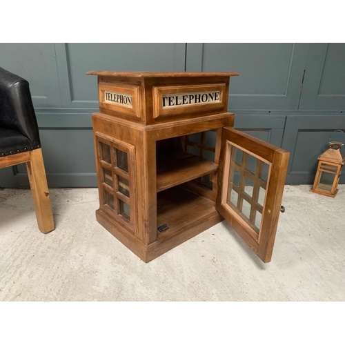 3 - LARGE WOODEN TELEPHONE BOX/SIDE TABLE WITH CUPBOARD (APPROX 74CM X 54CM  52CM)