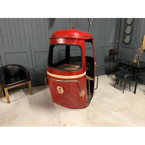 5 - HUGE METAL RED GONDOLA/SEATING POD TABLE AND BENCH