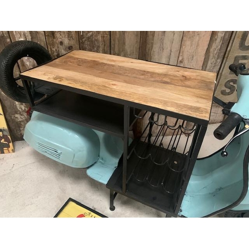 7 - 1970'S ORIGINAL BAJAJ VESPA UPCYCLED INTO A COUNTER/TABLE DISPLAY/HOME BAR WITH WINE RACK