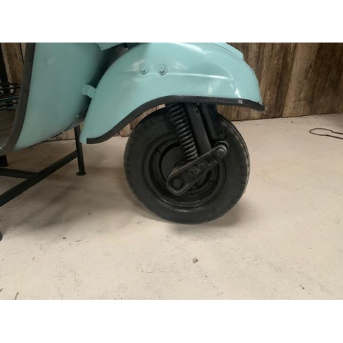 7 - 1970'S ORIGINAL BAJAJ VESPA UPCYCLED INTO A COUNTER/TABLE DISPLAY/HOME BAR WITH WINE RACK