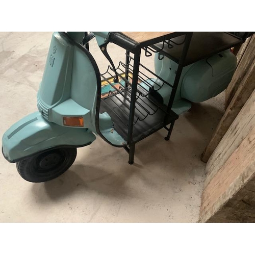 7 - 1970'S ORIGINAL BAJAJ VESPA UPCYCLED INTO A COUNTER/TABLE DISPLAY/HOME BAR WITH WINE RACK