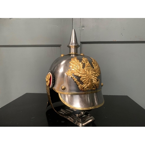 81 - HEAVILY DECORATED STEEL AND BRASS KNIGHTS HELMET