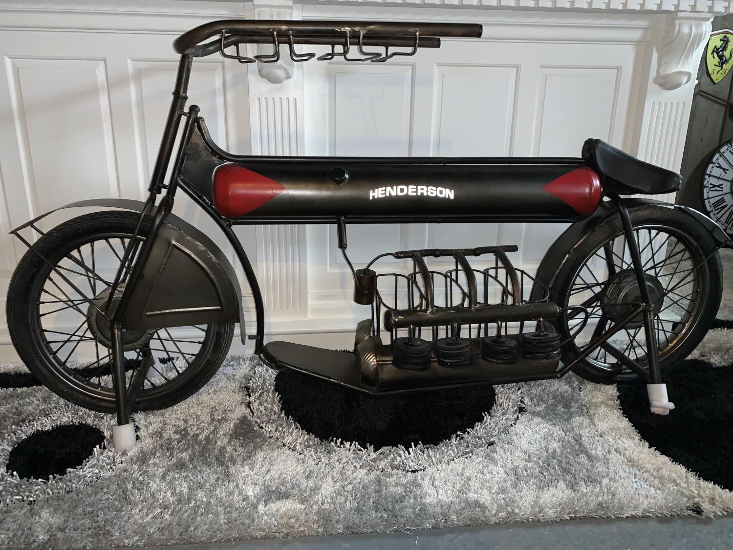 HANDMADE METAL HENDERSON MOTORCYCLE DRINKS BAR DISPLAY