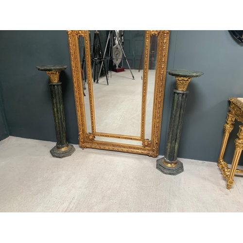 18 - BAROQUE ORNATE 2M HIGH WALL/FLOOR MIRROR IN WOOD AND PLASTER FRAME WITH ARCH TOP