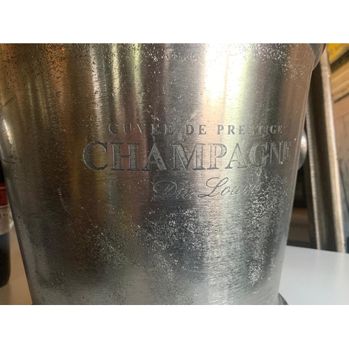 92 - HUGE HEAVY NICKEL CUVEE DE PRESTIGE CHAMPAGNE BUCKET WITH ROUND HANDLES