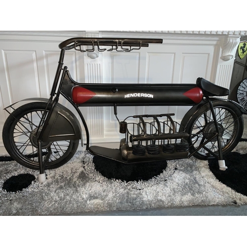 95 - HANDMADE METAL HENDERSON MOTORCYCLE DRINKS BAR DISPLAY